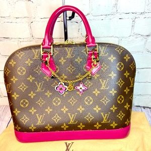 Louis Vuitton Alma PM custom painted with bag charm and dust bag